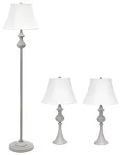 Lalia Home Traditionally Crafted 3 Pack Lamp Set (2 Table Lamps