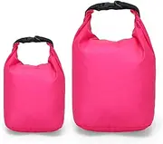[Ksheria] Waterproof Dry Bags 2 Pack (5L+15L) - Lightweight Durable Dry Sack Set for Kayaking, Camping, Boating, Swimming & Beach - Watertight Marine/Outdoor Storage Bags with Roll-top Seal (Rose Red)