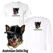 Australian Cattle Dog Fun Breed Cartoon Short Long Sleeve White T Shirt M-3X