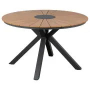 Corinda 120cm Teak Top &amp; Aluminium Round Dining Table, Grey