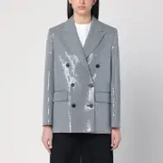 [Golden Goose] Double-breasted jacket in pied de poule with sequins 40 IT Black