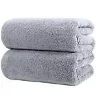 Quick Dry Lint Free Microfiber Bath Sheet 35 x 70 in Pack of 2 Gray