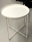 IKEA GLADOM Side Table w/Removable Tray Top, White Steel, 17 1/2 x 20 5/8" - NEW