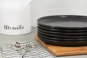 Double Line 10.5 Dinner Plate Set of 6 Matte Black