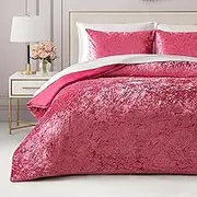 Juicy Couture Crushed Velvet King Comforter and Sham Set, 3-Piece King Bedding Set - (1) 102"x90" Comforter and (2) 20"x36" Sham - Hot Pink