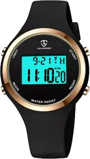 Women's Rose Gold Digital Watch - Multifunctional, Backlight, Stopwatch, Calenda