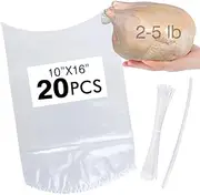 Anmboor Poultry Shrink Bags, chicken bag, 20Pack 10x16 Inches Clear Poultry Heat Shrink Wrap Freezer With 20 Zip Ties, a Silicone Straw for Chickens, Rabbits
