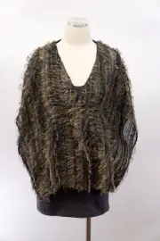 NWT$2995 Brunello Cucinelli 100% Silk Textured Fringed Sequin Top W/ Tank M A176