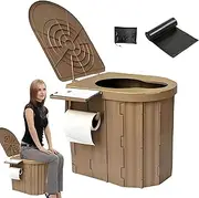 Camping Potty - Foldable Portable Potty with Lid | Reusable Travel Supplies, Large Capacity Vehicle Commode for Men, Women