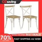 dining chair set white mango wood steel frame 2 pcs open back design 7315
