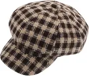 [LIFKOME] Check French Hat Plaid Beret Cap Cotton Beanie Artist Hat Comfortable Breathable Age Appeal Coffee