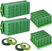 4 Pieces Floral Foam Cage Rectangle Flower Holder with Floral Foam Square Floral Foam Blocks with Silicone Suckers Florist Green Foam for Flower Arrangements Flowers Cage Bowl for Table Centerpiece
