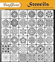 CrafTreat 36 Pcs Mandala Set Stencils for Painting on Floor, Tiles, Canvas, Wall Art, Journal Notebook, Scrapbooking, Furniture & Room Decor - Reusable 3X3 Inches Rangoli Stencils Set for Home Decor