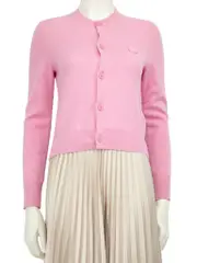 Pink Wool Logo Detail Cardigan