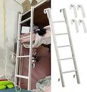 Space Saving RV Bunk Ladder with Hook, White Bunk Bed Ladder for Camper Caravan Travel Trailers, Home Dorm Apartment Farm Step Ladder