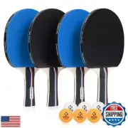 Ping Pong Paddles Set of 4 Premium Table Tennis Rackets 3-Star Ping Pong Ball