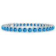 Classic Swiss Blue Topaz Linear Tennis Bracelet