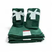 Caro Home 6pc 100% Cotton Holiday Green Checkered Bath Towel Set NWT