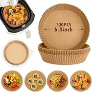 SonoYU Air Fryer Disposable Paper Liners, Air Fryer Paper Liner, Non-Stick Round, Waterproof, Oil Resistant, Food Grade Baking Paper for Roasting Microwave (100 pcs, 8 inch)