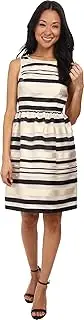 [Calvin Klein] Women's Lace Stripe Fit and Flare Dress, Multi, 14