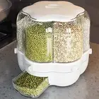 28Lb Rice and Grain Storage Container, 360° Rotating Food Dispenser Measuring Cy