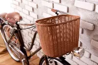 在飛比找Yahoo!奇摩拍賣優惠-自行車單車優質咖啡色菜籃/高強度塑膠車籃子/置物架/可愛寵物