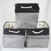 3-Pack Storage Baskets, Fabric Shelf Bins Cubes - 12x12x12 inch, Grey Black NEW