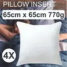 4x European Cushion Pillow Insert Resistant Polyester 770g Filling White 65x65cm