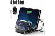 6-Port USB Multiple Device Charging Station Dock for Home School Office