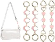 uxcell Bag Extender Chain, 4 Pcs Purse Strap Extenders Heart Moon Shape Chain Purse Making Supplies for Replacement Handbag Shoulder Bag Wallet Decoration, Pink