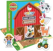 Curious Columbus Farm Animal Magnets – Large Foam Fridge Set for Kids 0+ and Toddlers (Ages 1-3) with Fun Farm Scene Poster – Educational Refrigerator Toy for Preschool Learning