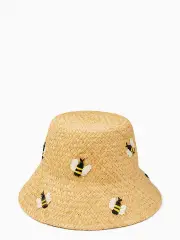 bees embroidered straw hat