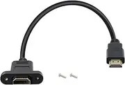 HuaLiSiJi 4K HDMI Cable Male to Female High Speed HDMI Extension Cable, with Screw Holes Panel Mounted HDMI Expansion Cable Suitable for Blu Ray Players, HDTV, Xbox360, 3D TV (1.5FT)