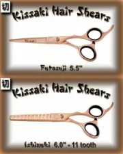 Kissaki 5.5" Hair Cutting Scissors & 11 tooth Thinning Shears Rose Gold Combo
