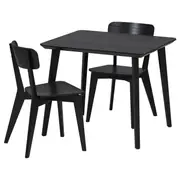 LISABO / LISABO table and 2 chairs, black/black, 88 cm