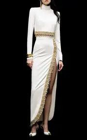 [Zuhair Murad] Jewelry Embroidered Cady Slit Skirt