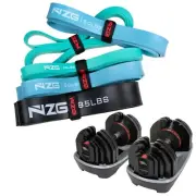 NonZero Gravity PowerDyne 55lbs Adjustable Dumbbells & 5-Pack Resistance Bands