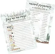 Little Adventurer Baby Shower Party Games - Animal Pregnancy and Emoji Picture Guessing Game (2 Game Bundle) - 20 Dual Sided Cards