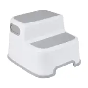 Large Double Step Stool White Toddler Plastic Portable Ladder Kids Non-Slip Grey