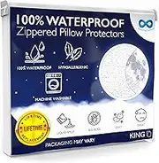 Everlasting Comfort Waterproof Pillow Protectors - Set of 2, King Size - Hypoallergenic Pillow Covers - Breathable Membrane