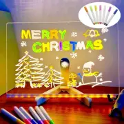 LED Acrylic Dry Erase Board 11.8"x7.9" with Stand 7 Color Pens Light Up Message