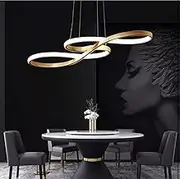 BAMDECOR Infinity LED Chandelier, 75-95cm Gold, 3-Colour Dimmable with Remote, Modern Pendant Light for Dining Room (95cm)
