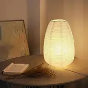 Rice Paper Lamp for Desk, Japanese Paper Table Lamp with 3 Color, Cozy Style Bedside Lantern Lamps for Living Room/Bedroom/Bedside Night Light(Bulb Included)