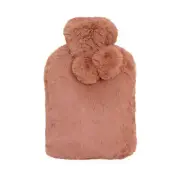 NNEDSZ J.Elliot Home Amara Hot Water Bottle with Super Plush Faux Fur Cover Clay
