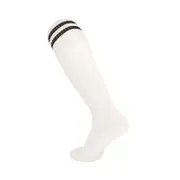 White Knee High Socks with Black Stripes - Breathable Athletic Tube Socks for Sports & Training