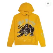 Ed Hardy Pullover Hoodie Yellow Graphic Crouching Panther Men's Size L