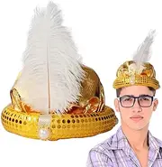 Aladdin Prince Hat,Aladdin Turban Costume | Aladdin Adult Turban with Feather and Pearl Shiny Sequin Design for Role Game Wynott
