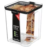 Sistema Ultra Tritan Airtight Pantry Storage Container - 2.75 Litre Large Food Storage Container - Stackable - with Locking Clips - BPA-Free - Clear with Black Accents