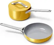 Caraway Mini Duo - Non-Stick Ceramic Mini Fry Pan (1.05 qt, 8") & Mini Sauce Pan (1.75 qt) - Non Toxic, PTFE & PFOA Free - Oven Safe & Stovetop Agnostic (Gas, Electric & Induction) - Marigold