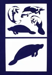 Manatee Stencils-2 pc Set-14 Mil Mylar- Painting/Crafts/Template